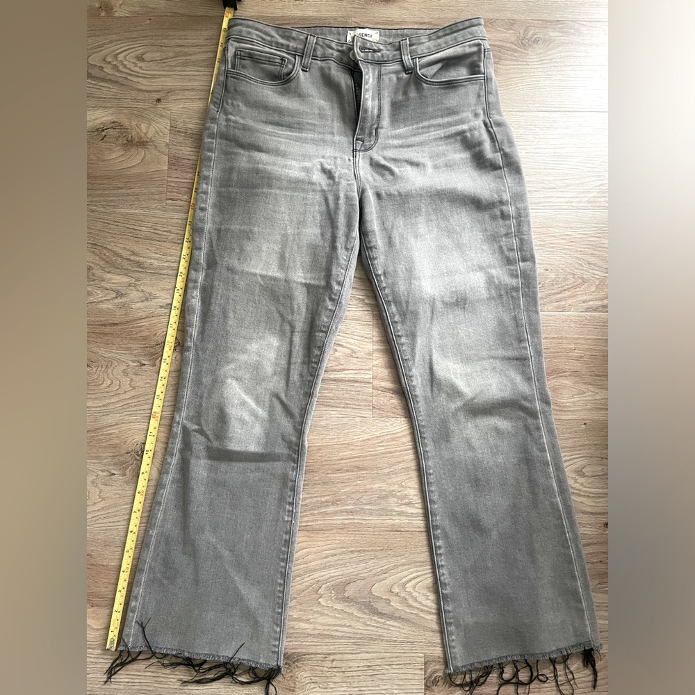 L’Agence Grey Wide Leg Cropped Raw Hem Jeans